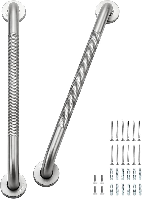 2-Pack 18-Inch Stainless Steel Anti-Slip Shower Grab Bars in Brushed N