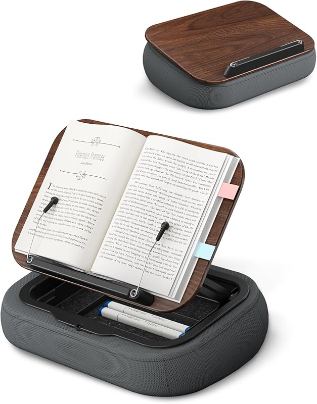 Viozon Adjustable Lap Book Pillow Stand with Storage, Beanbag Reading 
