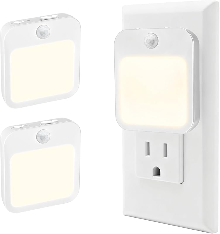 2-Pack Plug-in Night Light, Motion Sensor, Dusk-to-Dawn, Stepless Dimm