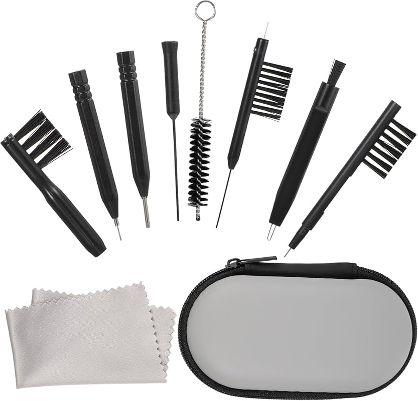 10-Piece Black/Gray Hearing Aid Cleaning Kit – Brushes for Hearing Aid