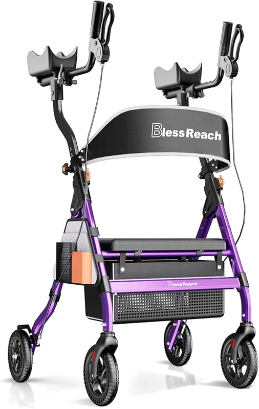 Heavy Duty Upright Rollator Walker for Seniors with 450lb Capacity, 8