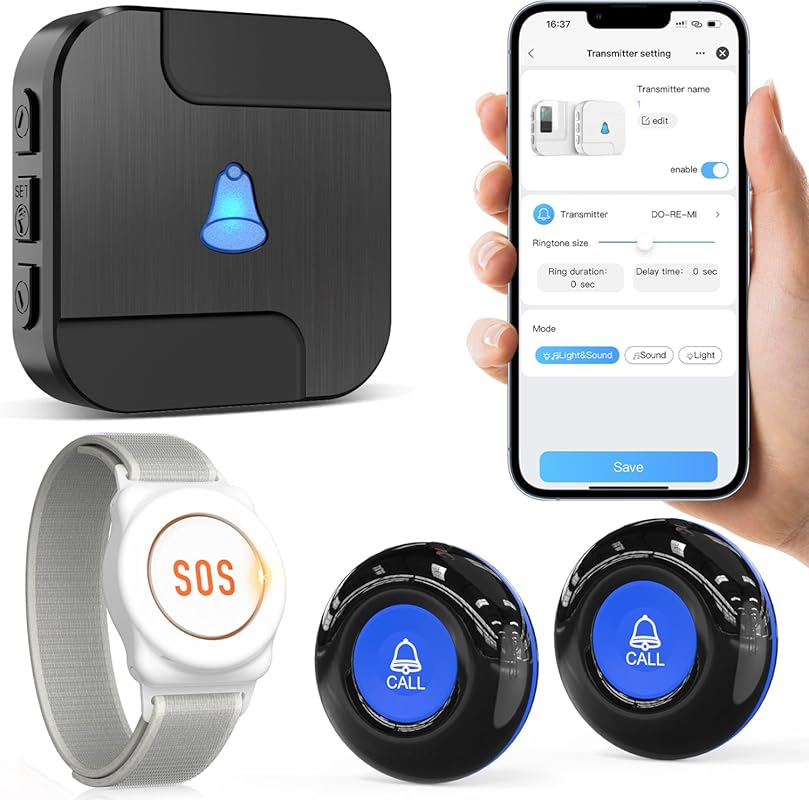 CallToU Wi-Fi Caregiver Pager: APP Emergency Alert and Fall Help Syste