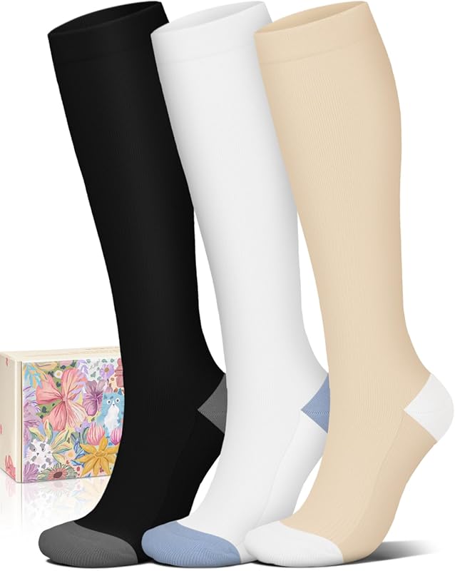 Cotton Compression Socks for Women and Men Knee High Cute Support for 