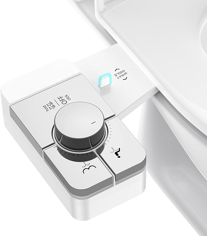 Non-Electric Bidet Attachment: Adjustable Angle Dual Nozzle, Self-Clea