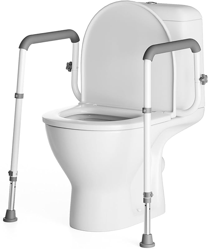 Adjustable Heavy-Duty Steel Toilet Safety Rail with Bolts and Non-Slip