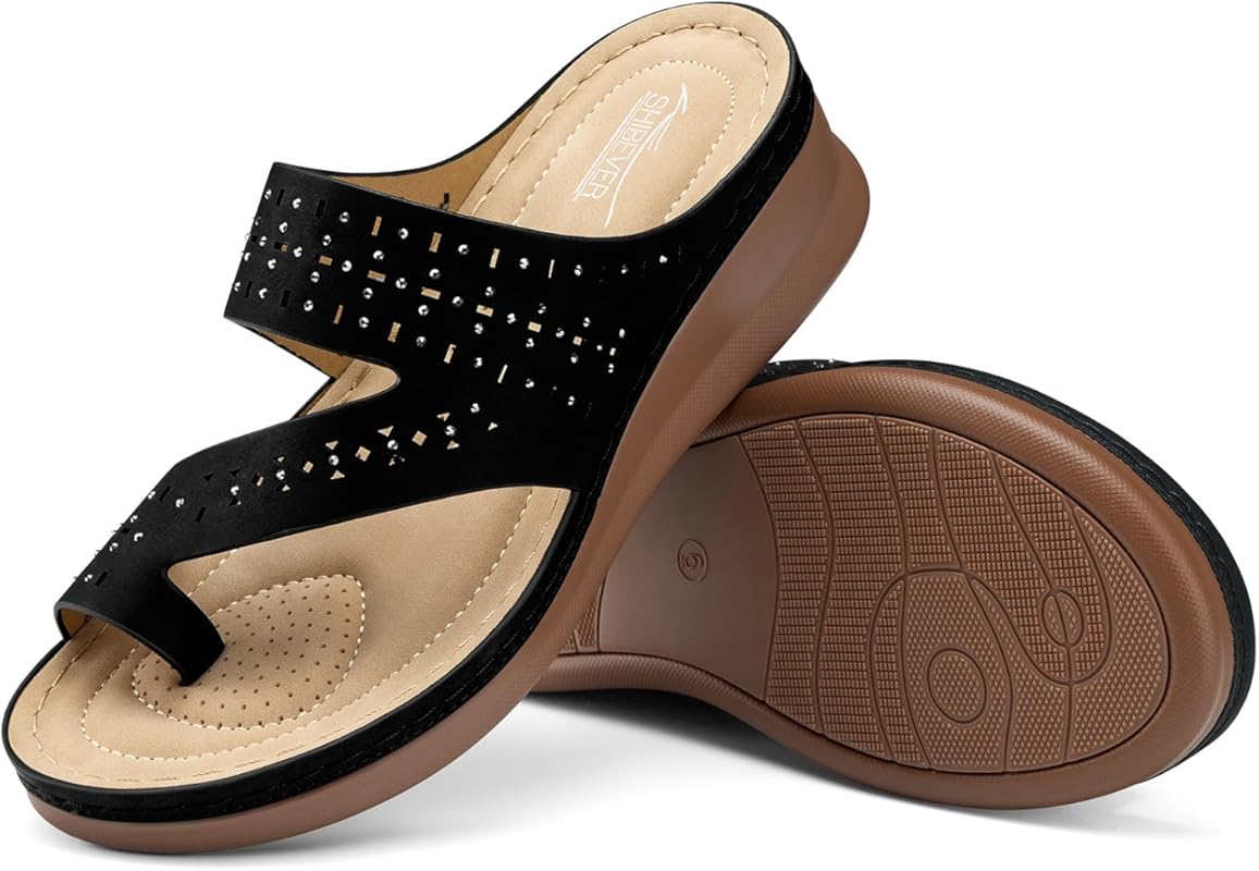 SHIBEVER Women's Dressy Wedge Sandals: Comfortable Orthopedic Walking