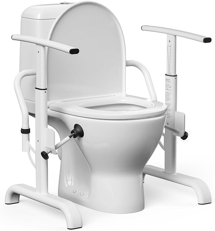 Toilet Safety Rails 350 lb Heavy Duty - Adjustable Frame Grab Bars Tri