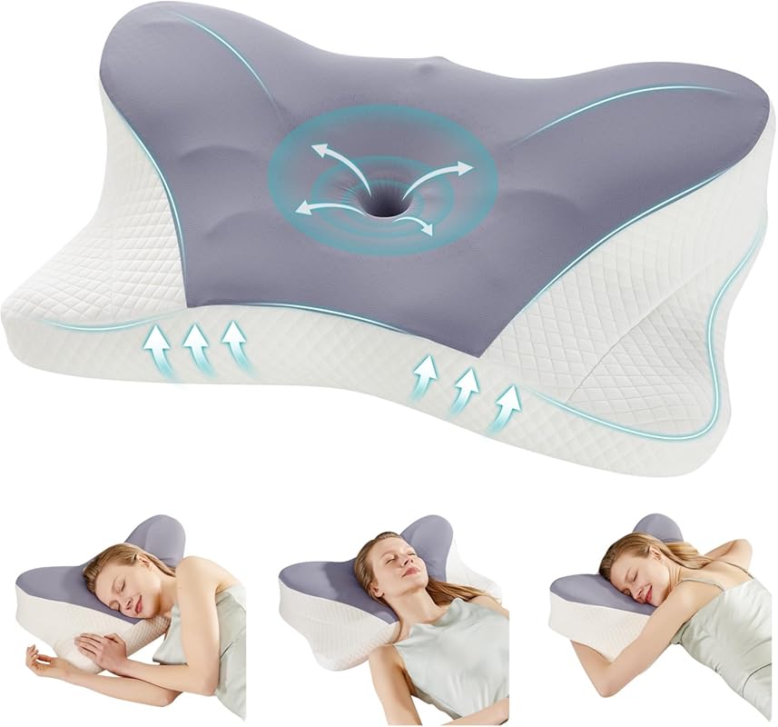 DUMOS Cooling Ergonomic Memory Foam Cervical Pillow with Breathable Co