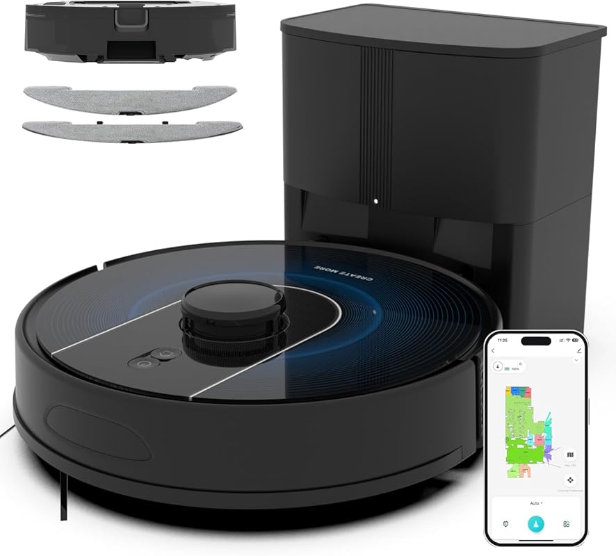 Bagotte Robot Vacuum and Mop with Self-Emptying Base, 6000Pa Suction, 