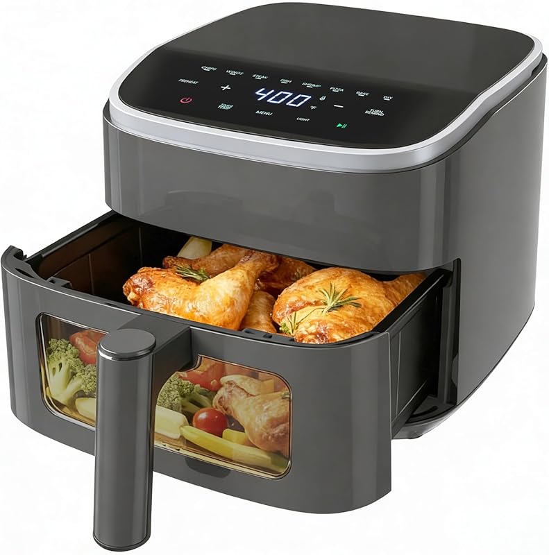 NEWBULIG 4QT Air Fryer: Easy View Window, Interior Light, Digital Touc