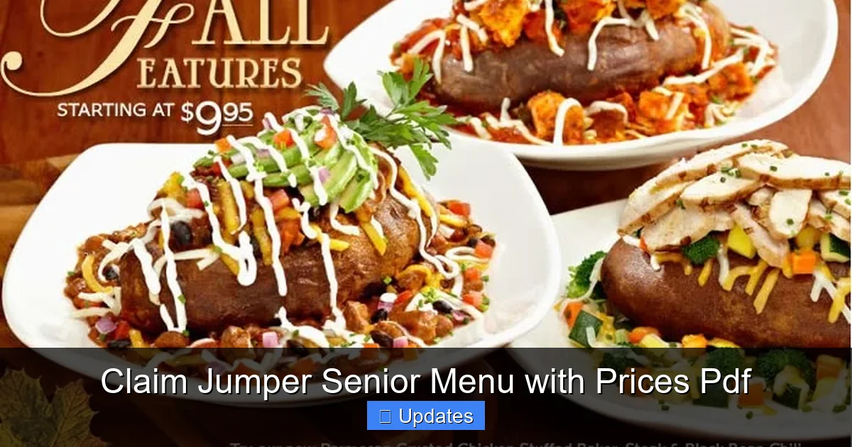 Claim Jumper Senior Menu with Prices Pdf