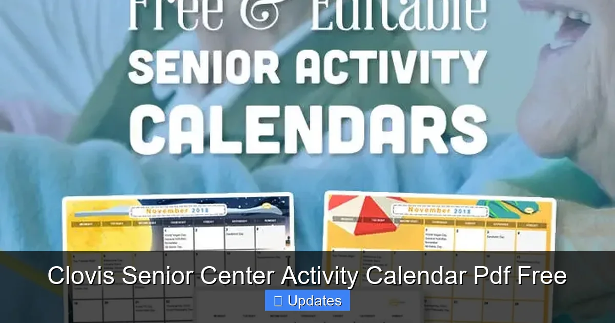 Clovis Senior Center Activity Calendar Pdf Free