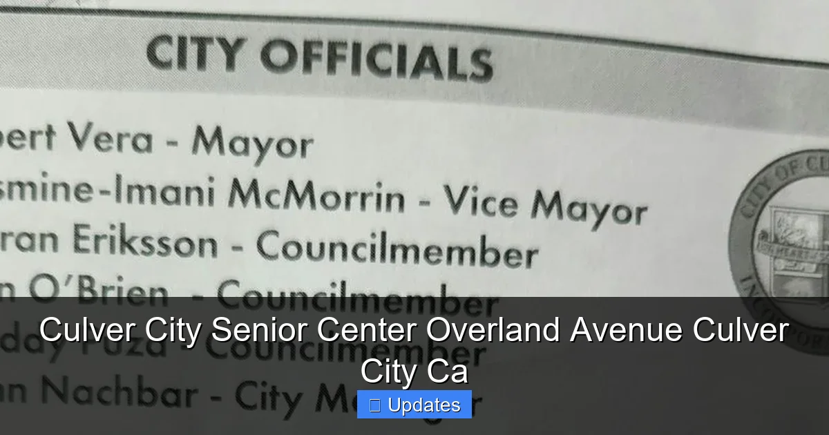 Culver City Senior Center Overland Avenue Culver City Ca
