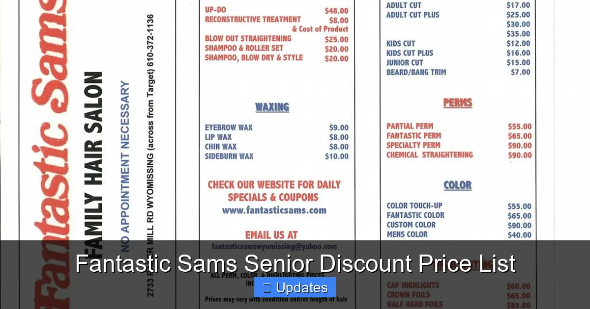 Fantastic Sams Senior Discount Price List