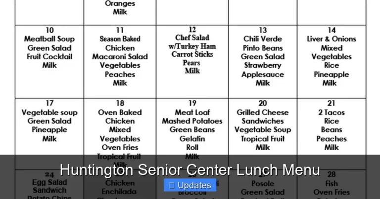 Huntington Senior Center Lunch Menu
