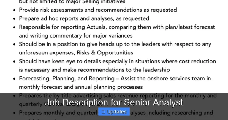Job Description for Senior Analyst