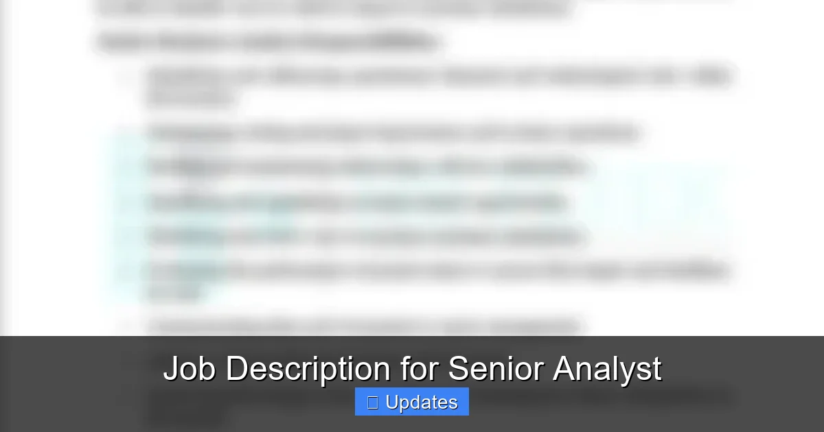 Job Description for Senior Analyst