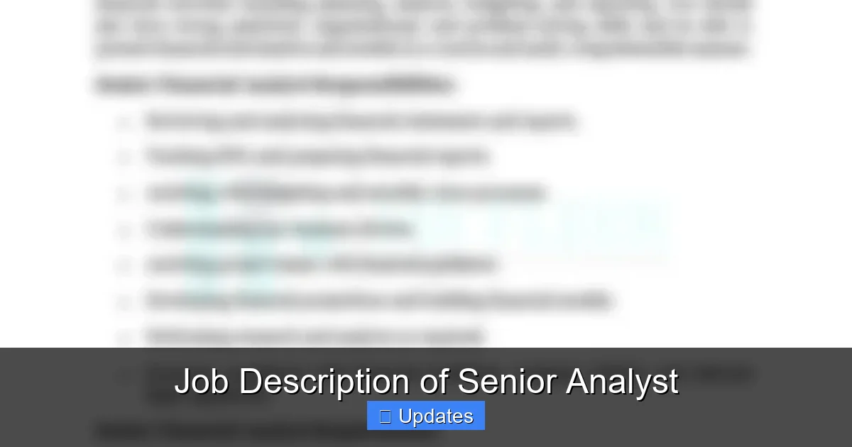 Job Description of Senior Analyst