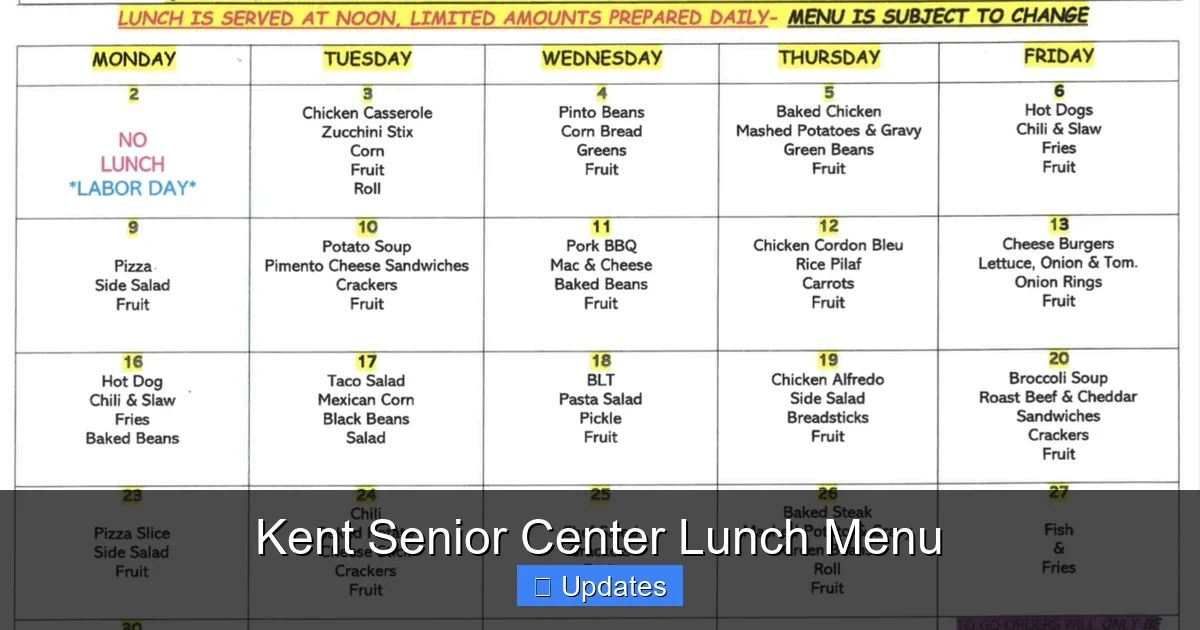 Kent Senior Center Lunch Menu
