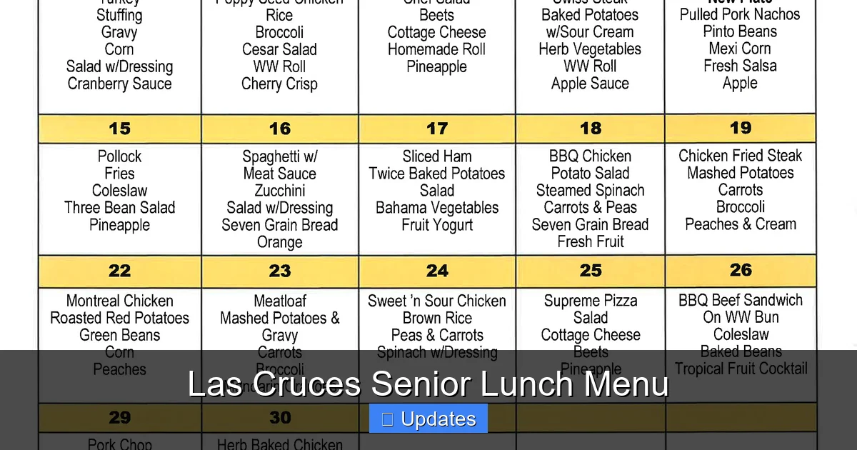 Las Cruces Senior Lunch Menu