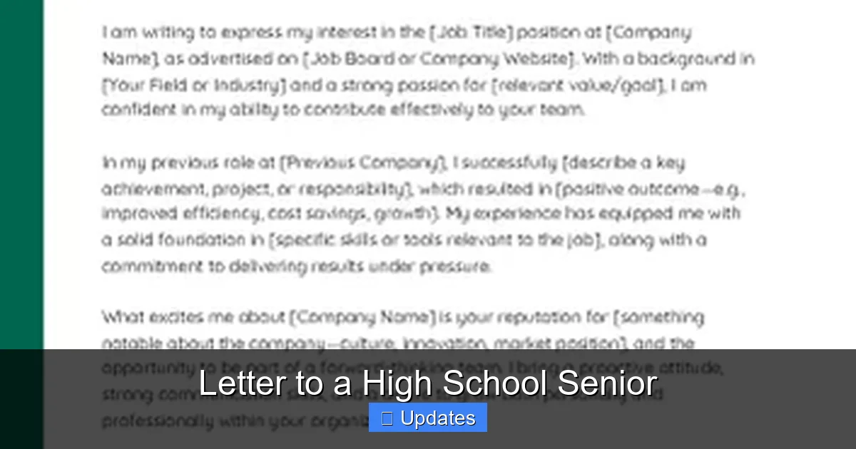 Letter to a High School Senior