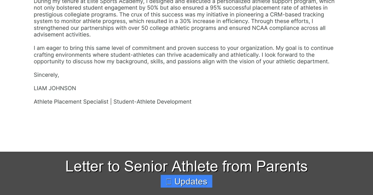 Letter to Senior Athlete from Parents