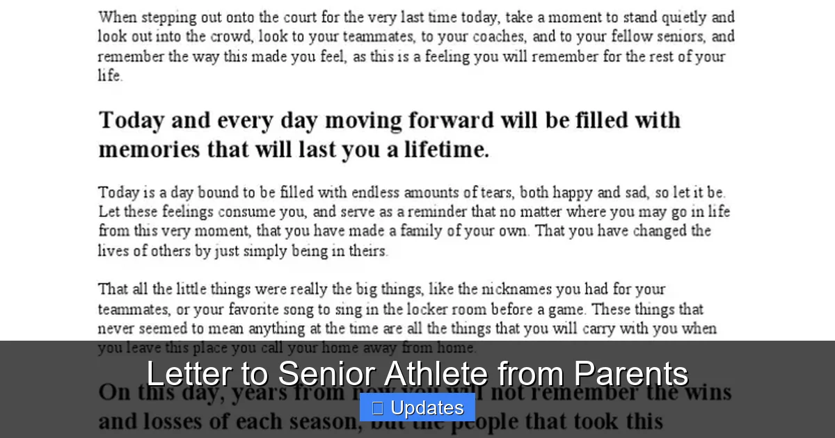 Letter to Senior Athlete from Parents