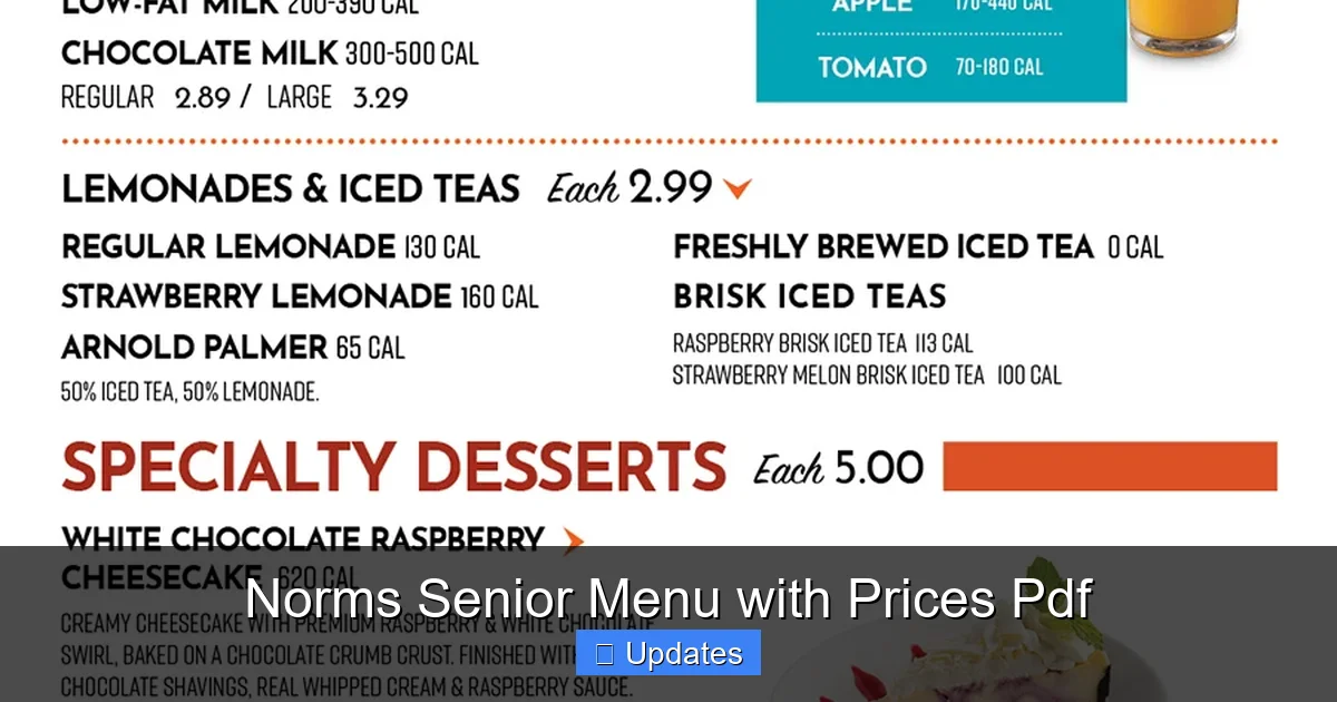 Norms Senior Menu with Prices Pdf