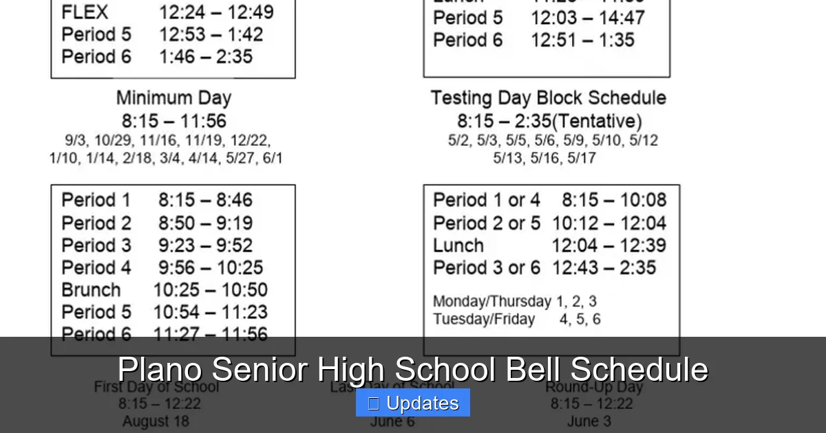 Plano Senior High School Bell Schedule