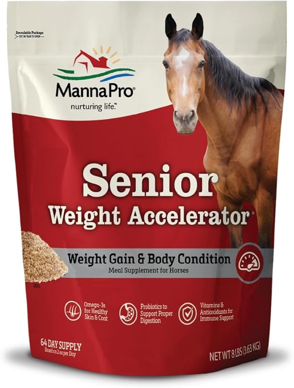 Manna Pro Weight Accelerator for Senior Horses – High-Calorie Topper w