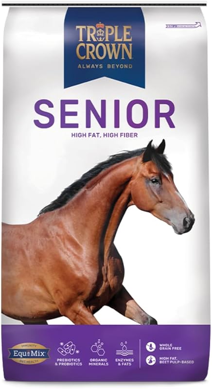 Triple Crown Senior Horse Feed – High Fat & Fiber for Mature Horses, 5