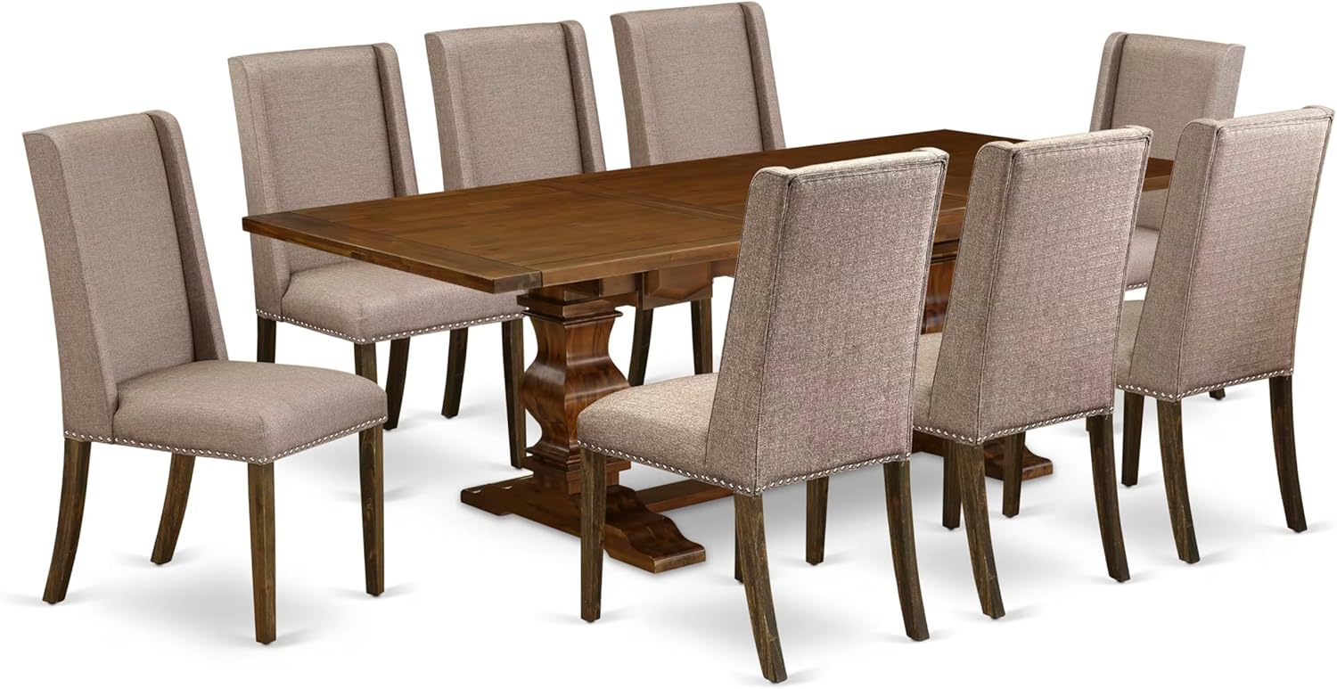 East West Furniture ALAFL9-87-16 9 Piece Dining Table Set Includes a R