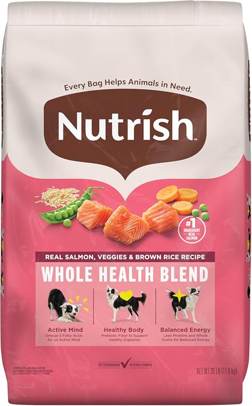 Nutrish Salmon Dry Dog Food, 26 Pound Bag, Rich in Protein & Omega Fat