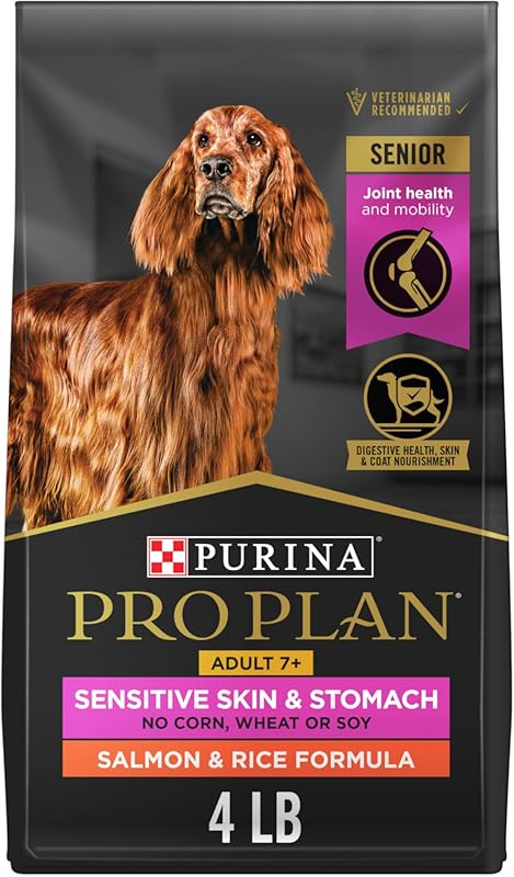 Purina Pro Plan Senior Dry Dog Food for Sensitive Skin & Stomach, Salm