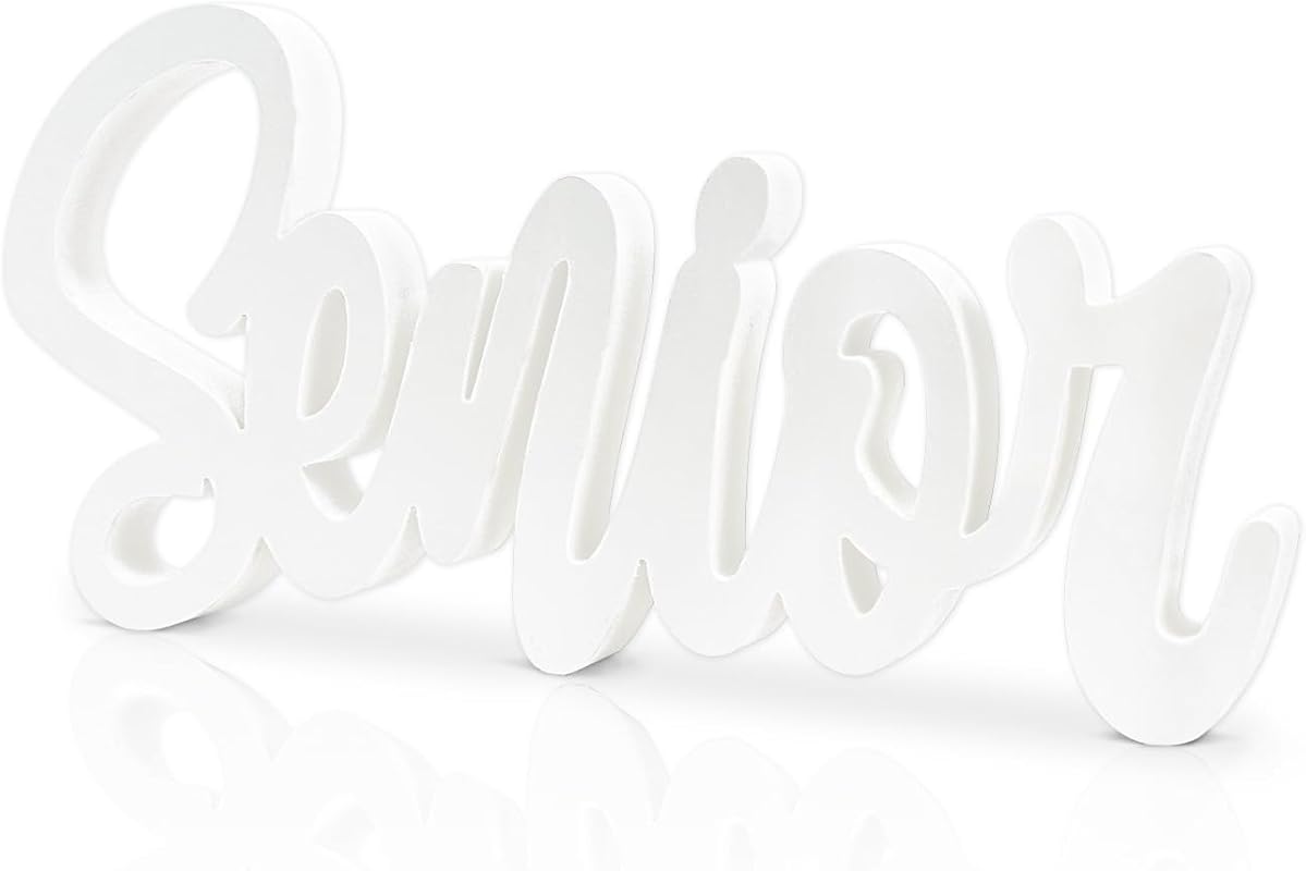 Senior 2026 Wooden White Graduation Photo Prop Sign – Class of 2026 De