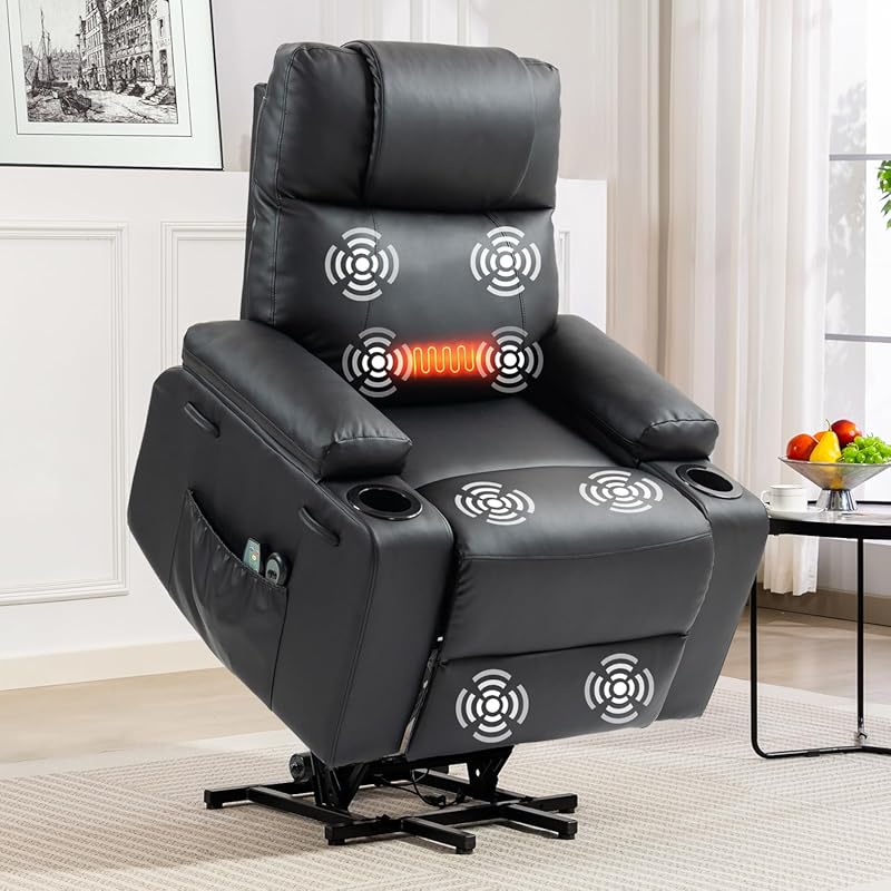 Electric Power Lift Recliner with Heat, Massage & Stand Assist for Eld