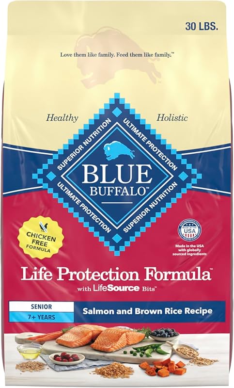 Blue Buffalo Life Protection Senior 7+ Dry Dog Food, Salmon & Brown Ri