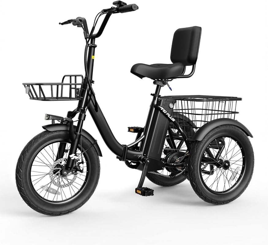 T10 1200W Brushless Motor Folding Trike, 48V 10.4AH Battery, Up to 55 