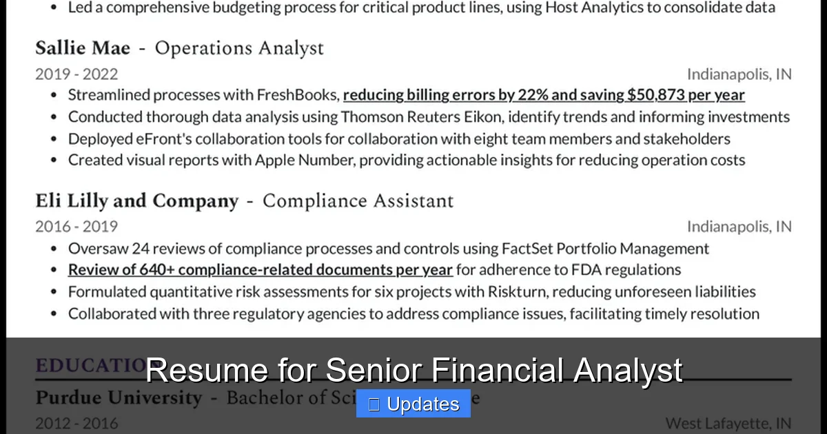 Resume for Senior Financial Analyst