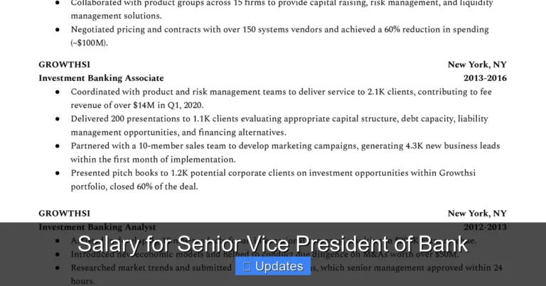 Salary for Senior Vice President of Bank
