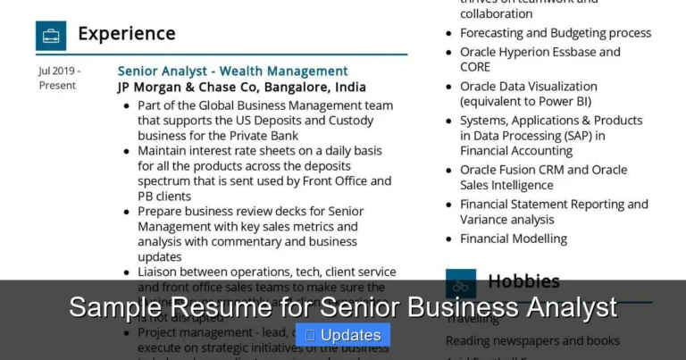 Sample Resume for Senior Business Analyst