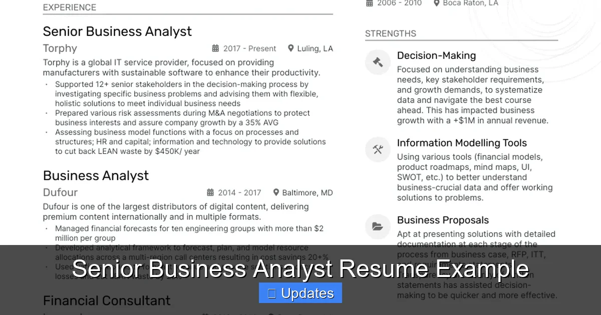 Senior Business Analyst Resume Example