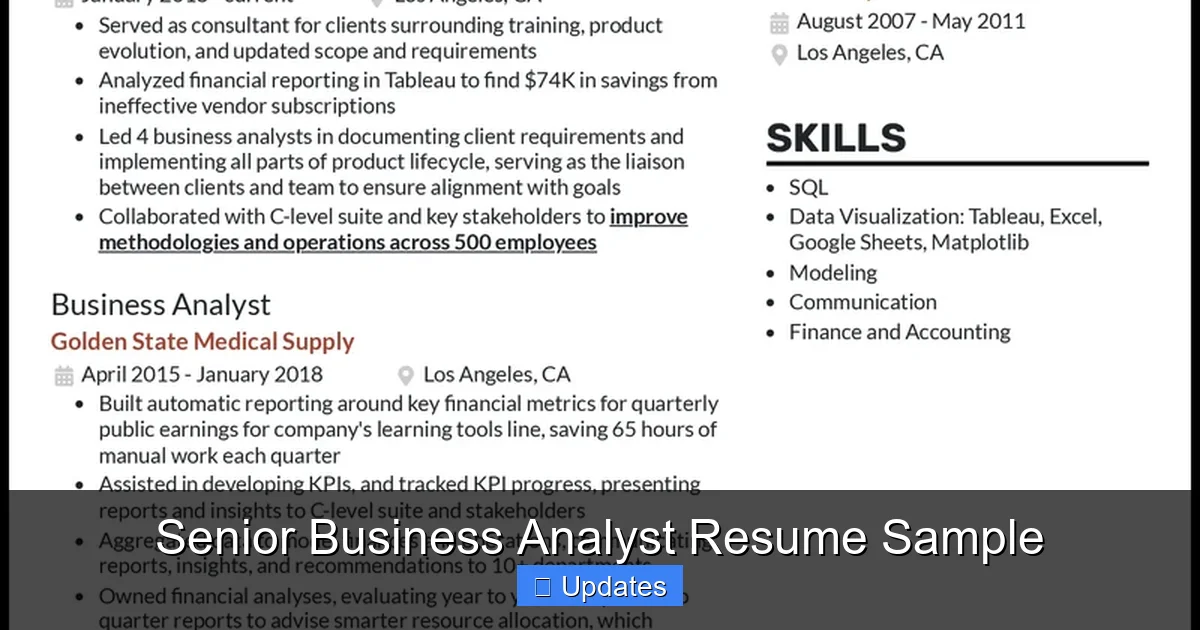 Senior Business Analyst Resume Sample