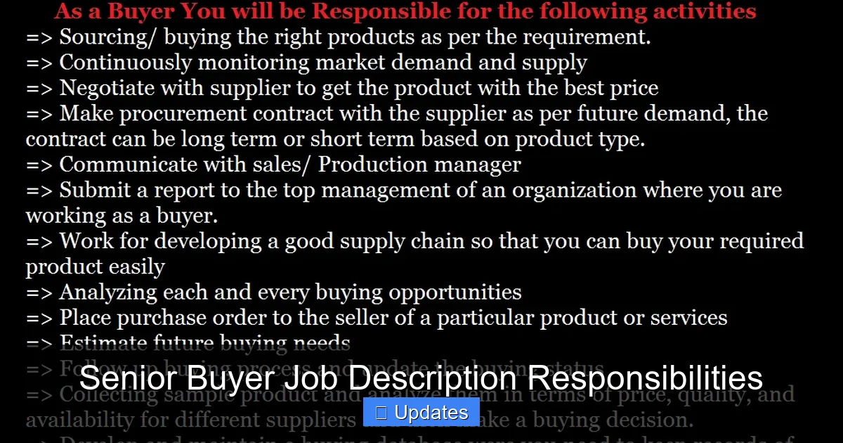 Senior Buyer Job Description Responsibilities