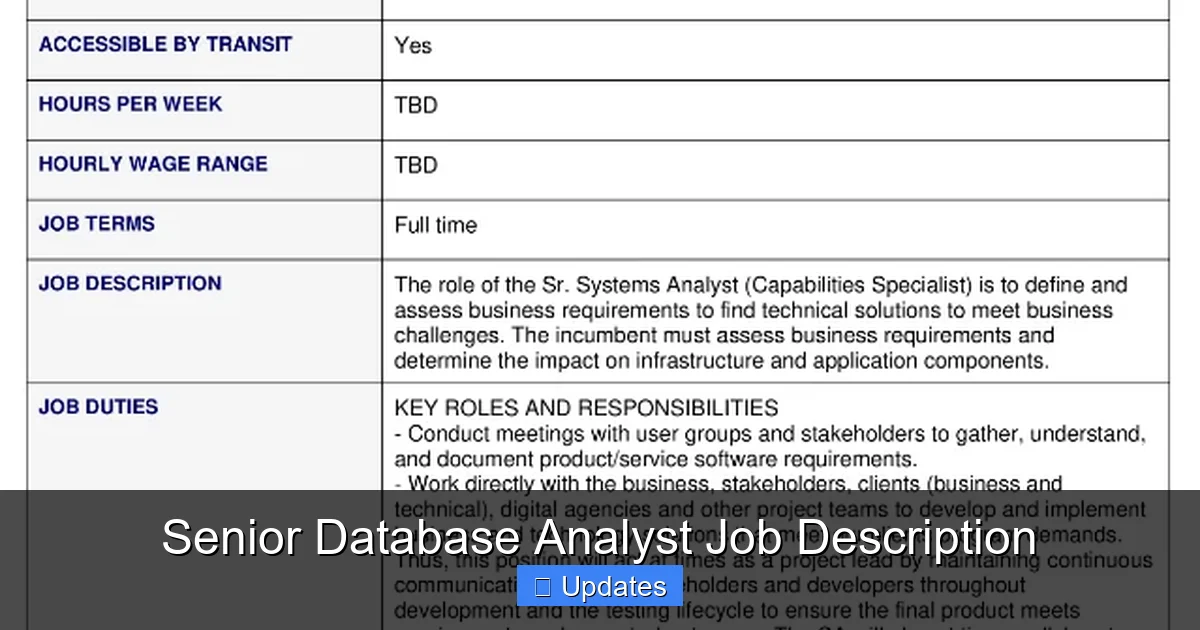 Senior Database Analyst Job Description - SeniorsProTalk