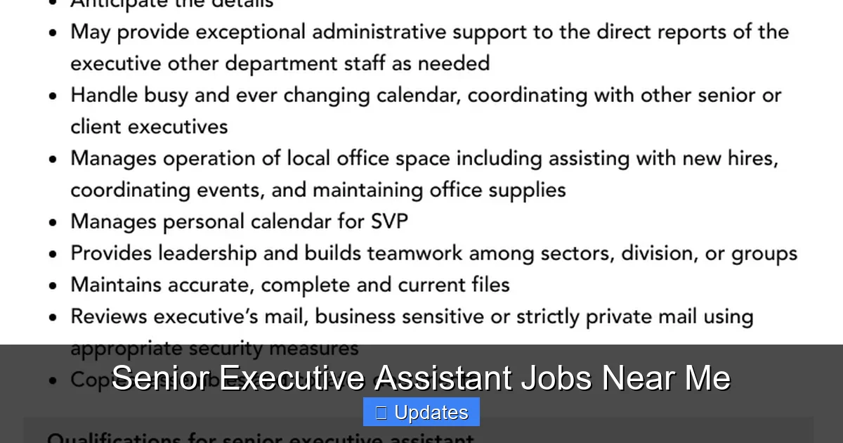 Senior Executive Assistant Jobs Near Me
