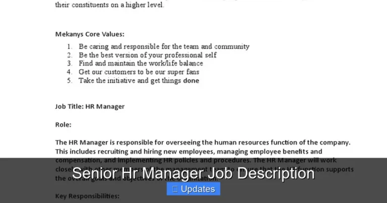 Senior Hr Manager Job Description