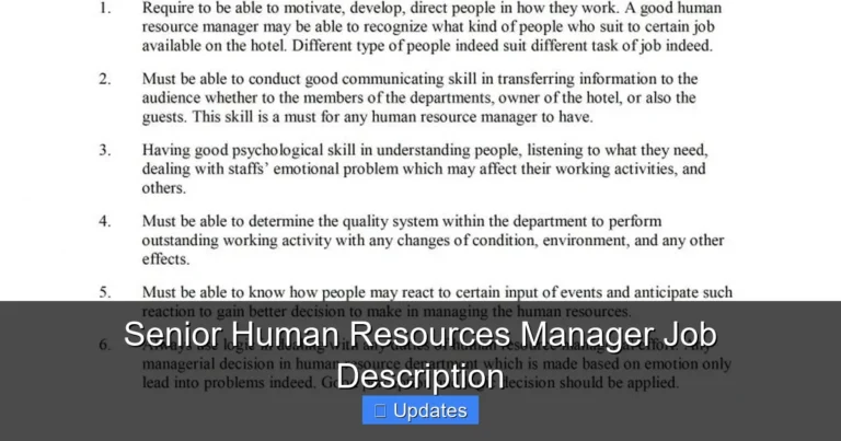 Senior Human Resources Manager Job Description
