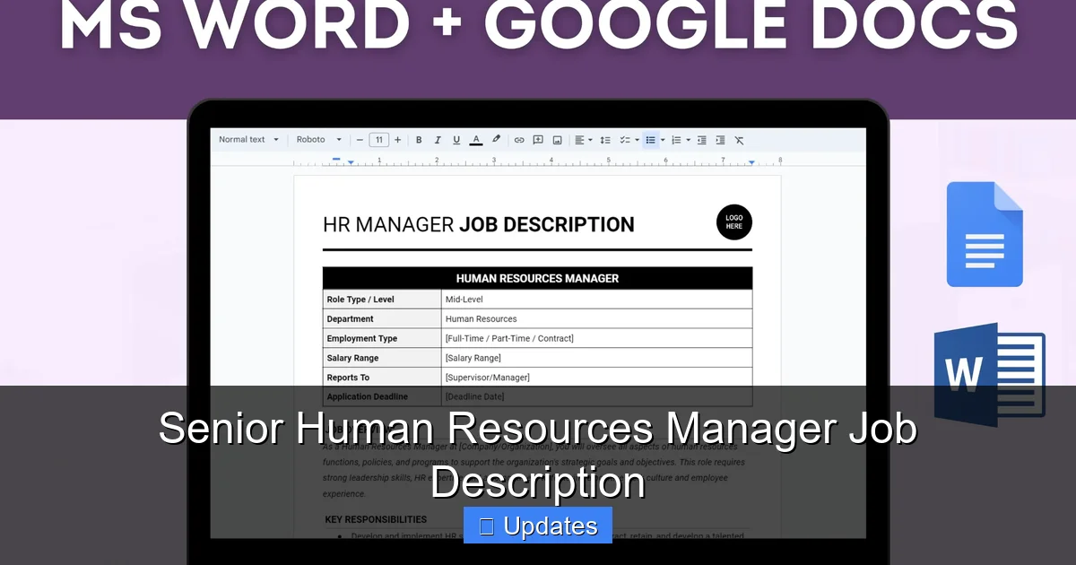 Senior Human Resources Manager Job Description
