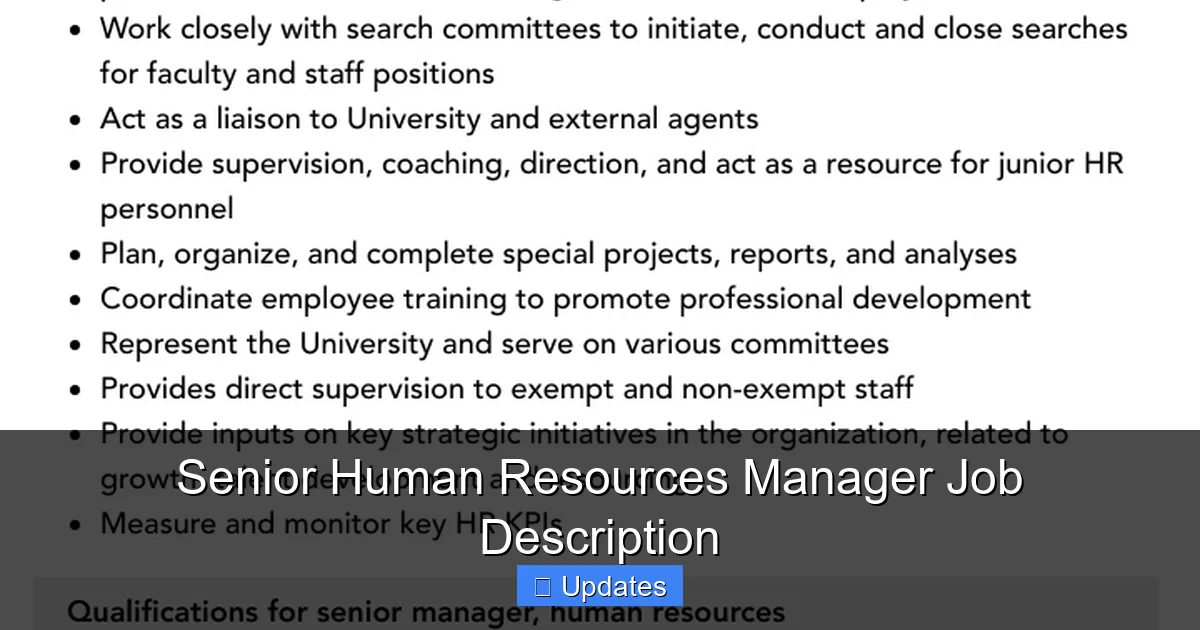 Senior Human Resources Manager Job Description